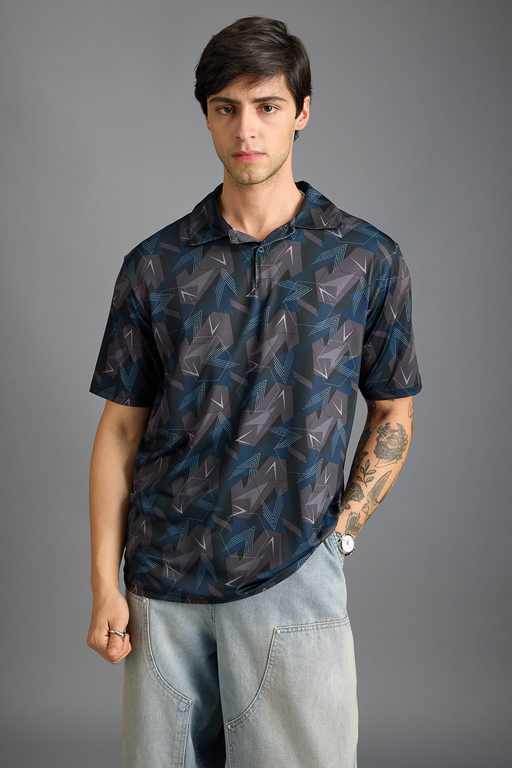 Matrix Print Men's Polo T-Shirt