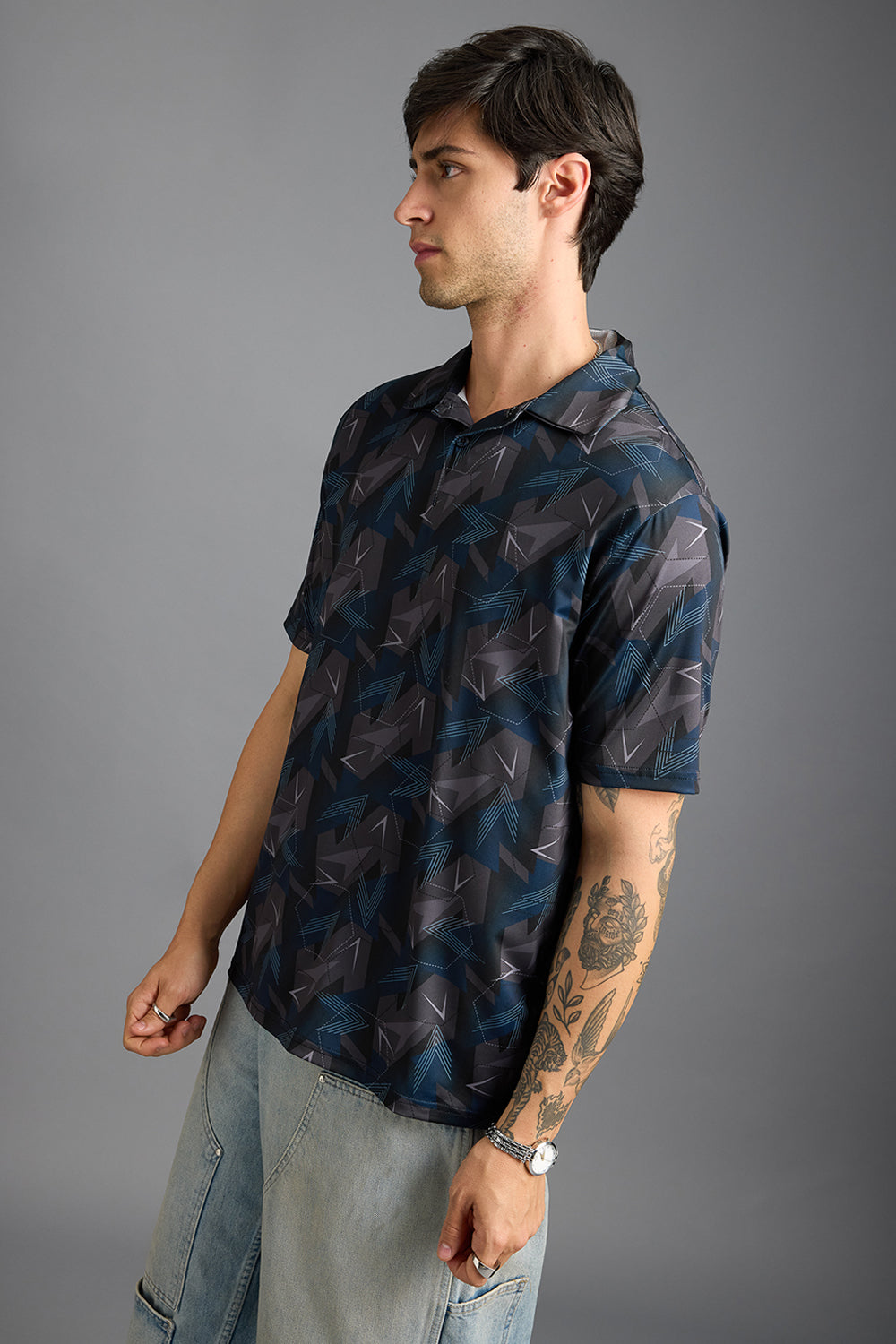 Matrix Print Men's Polo T-Shirt