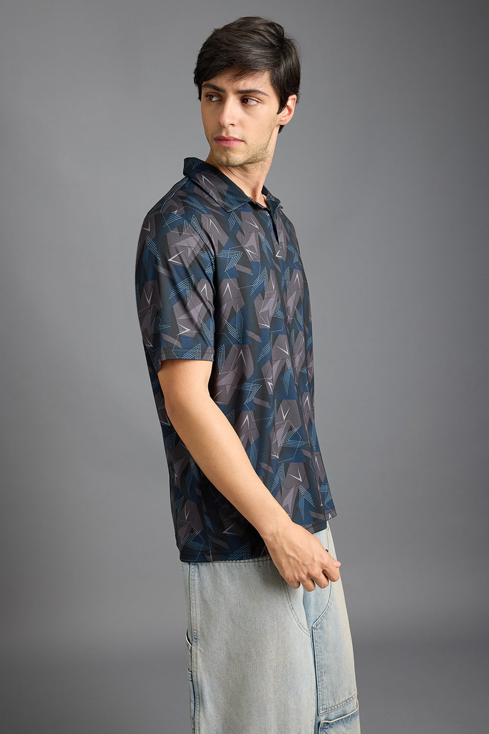 Matrix Print Men's Polo T-Shirt