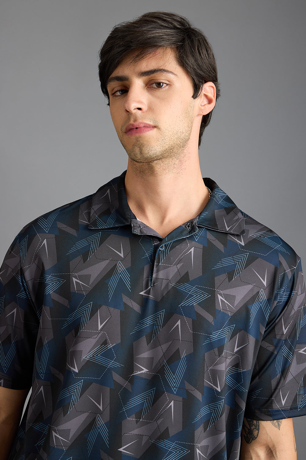 Matrix Print Men's Polo T-Shirt