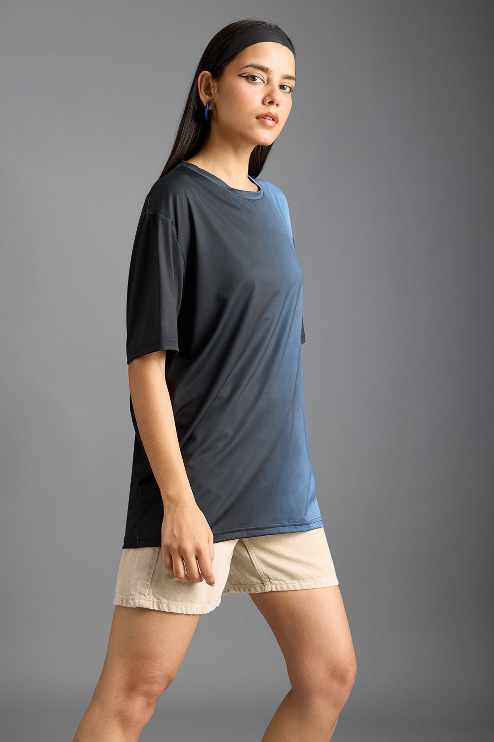 Printed Women's T-Shirt- Black Gradient