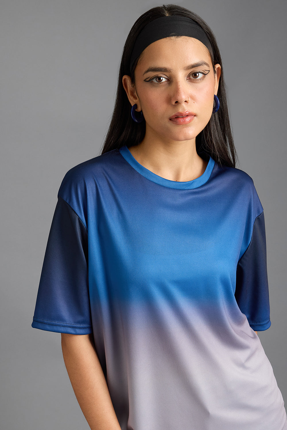 Printed Women's T-Shirt- Blue Gradient