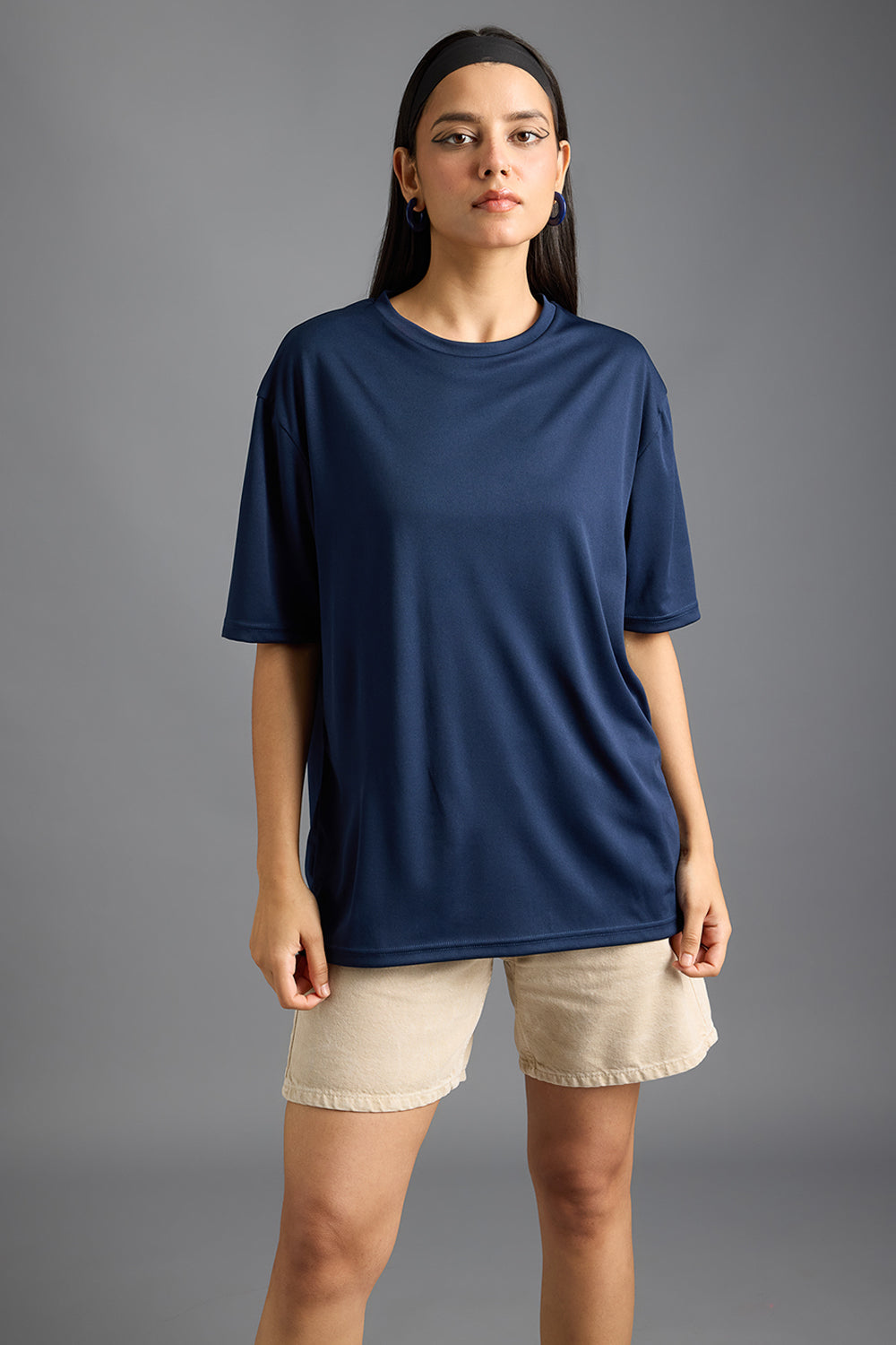 Printed Women's T-Shirt- Navy Blue