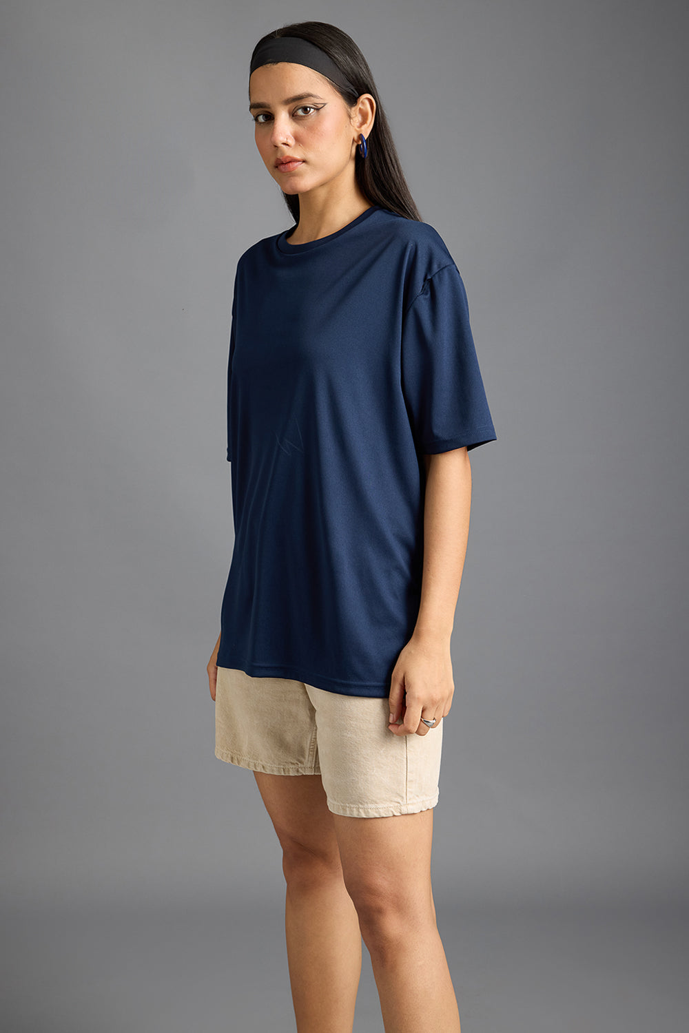 Printed Women's T-Shirt- Navy Blue