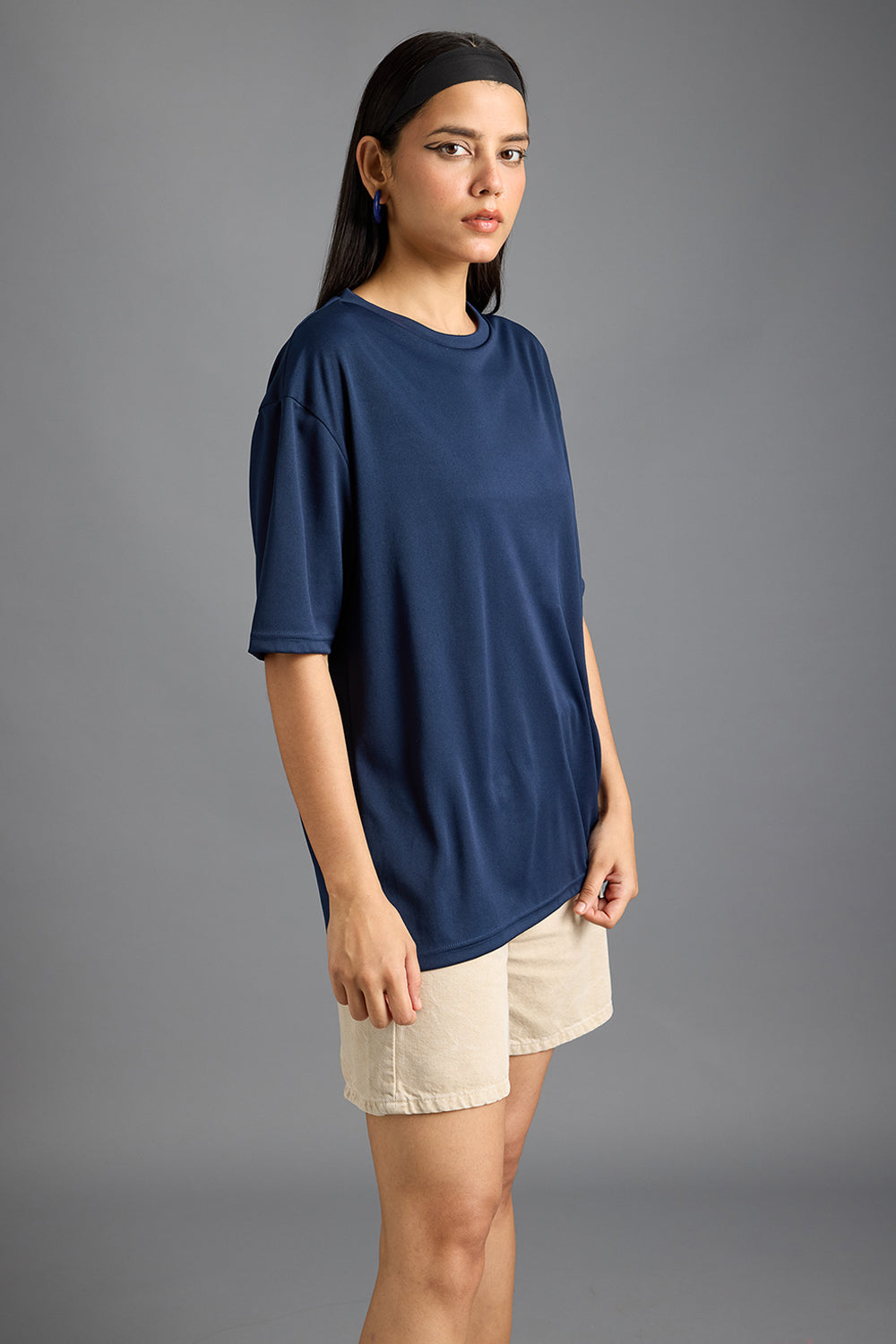 Printed Women's T-Shirt- Navy Blue