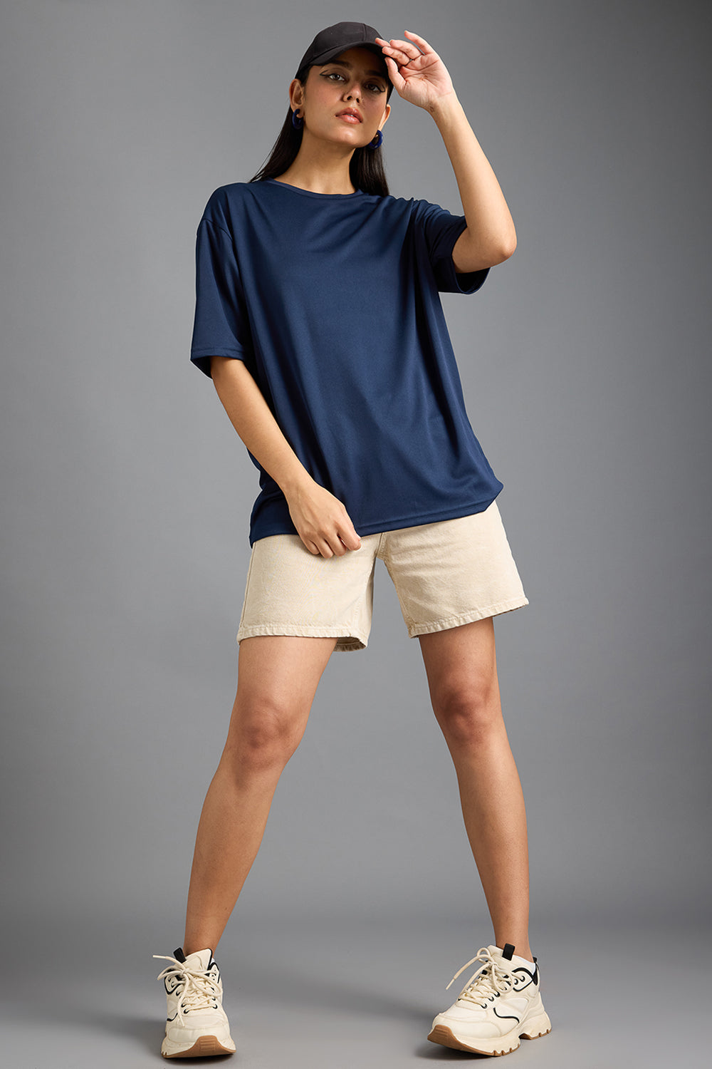 Printed Women's T-Shirt- Navy Blue