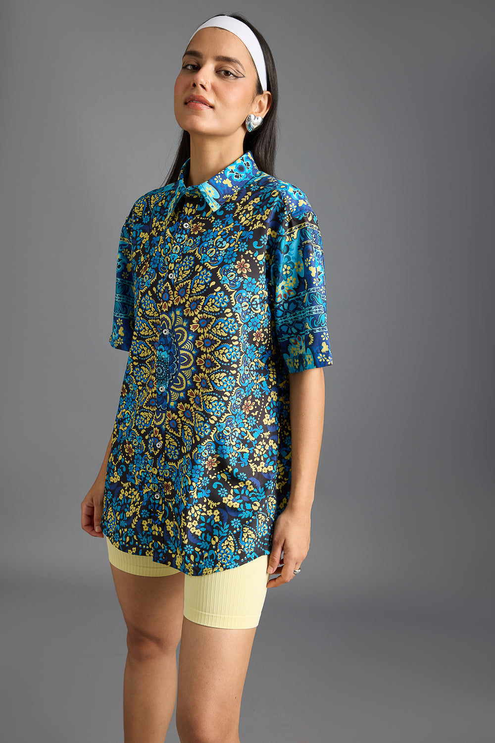 Floric Aqua Printed Women's Resort Shirt