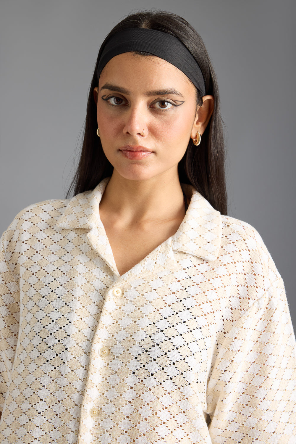 Textured Crochet Vintage Women's Shirt