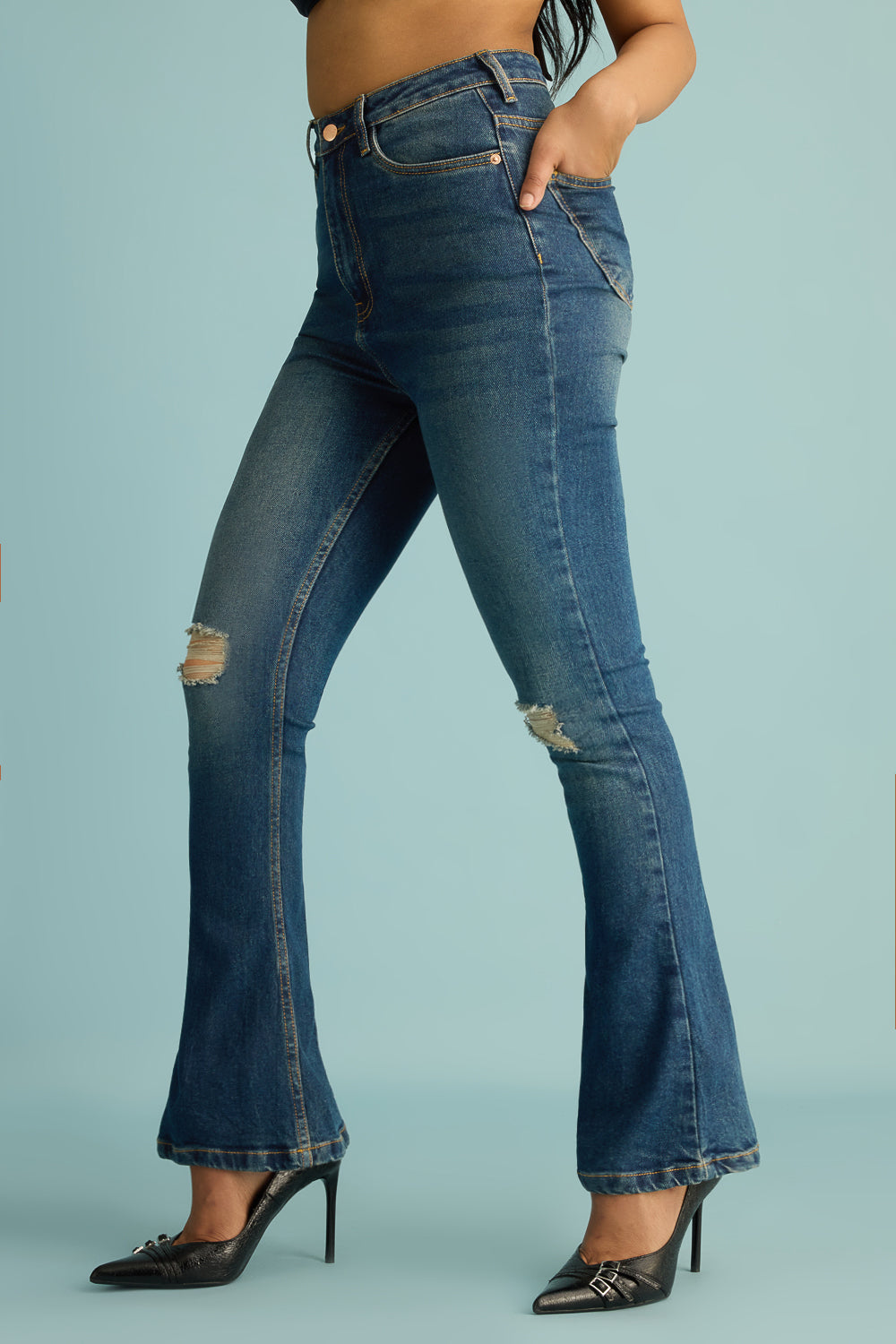 Retro Chic Blue Women's Bootcut Jeans