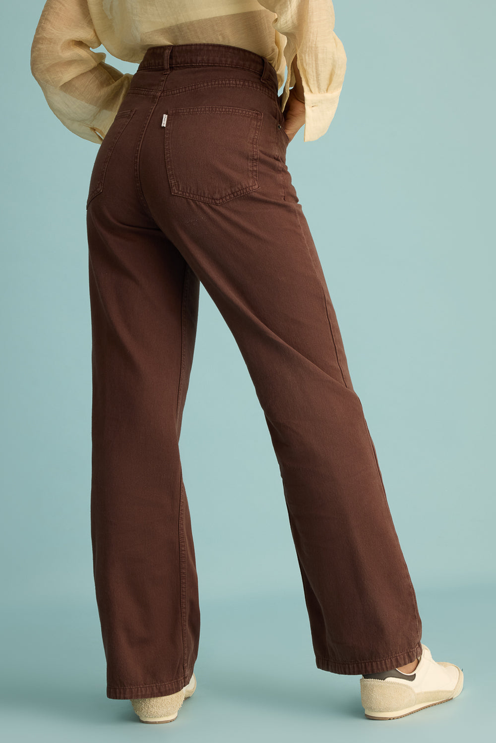 Brown Jeans Retro American Solid Color Looks Thin