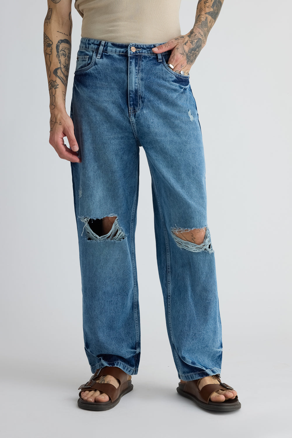 Ripped Men's Straight Jeans
