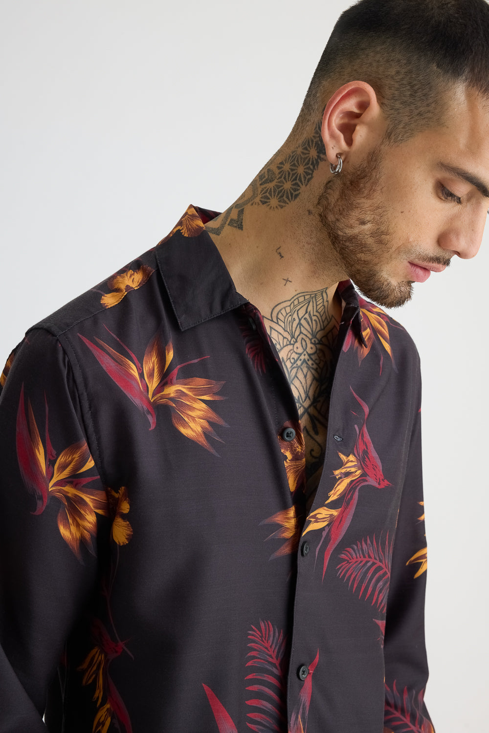 Full Sleeves Men's Flamy Fern Printed Shirt