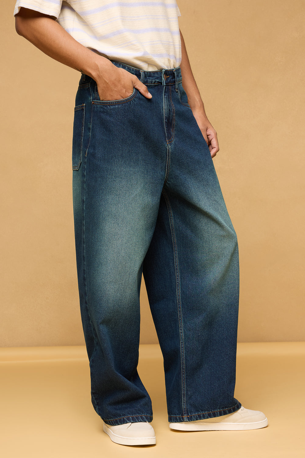 Sea Blue Men's Wide Leg Jeans