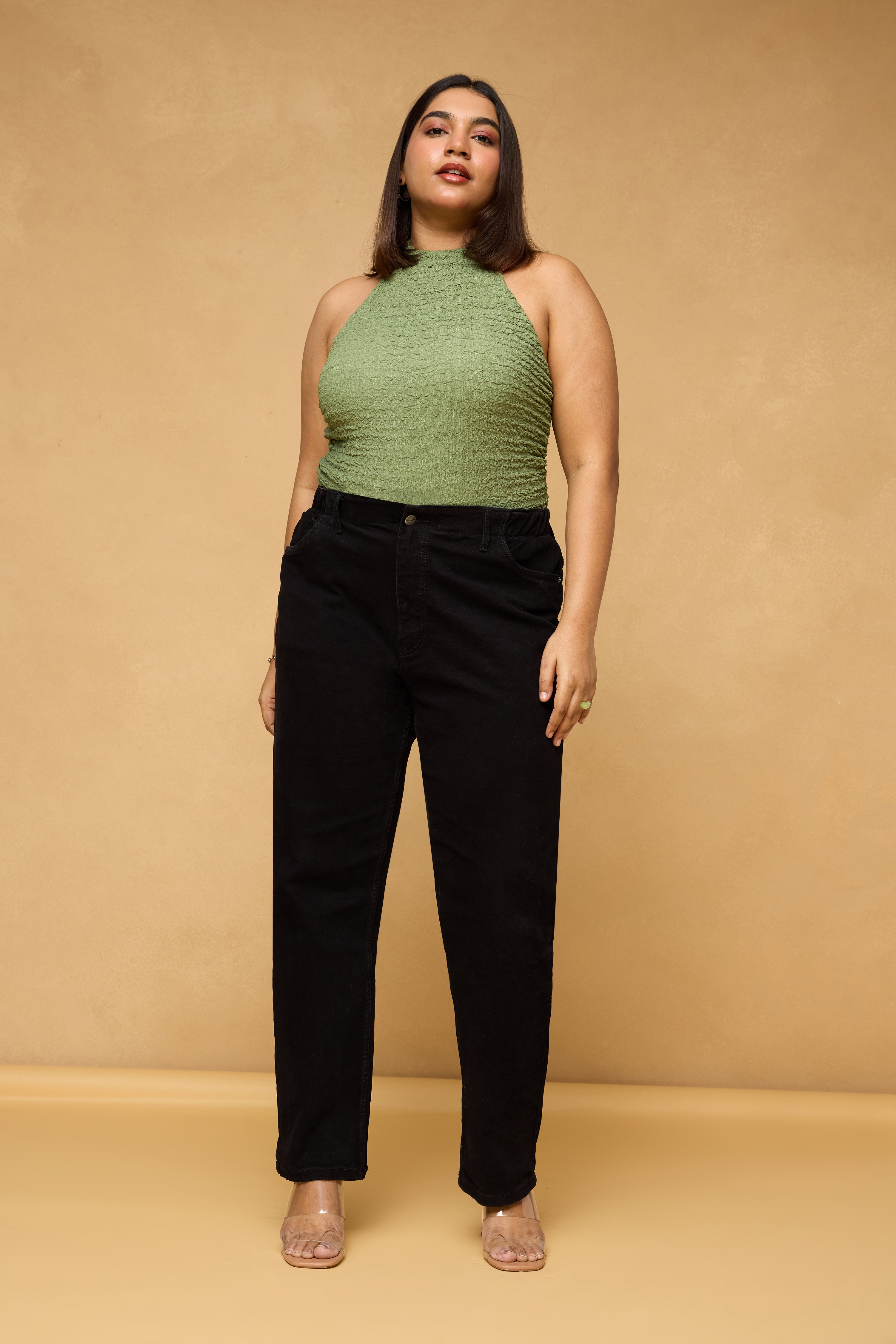 Curve Bean Black Mom Fit Jeans