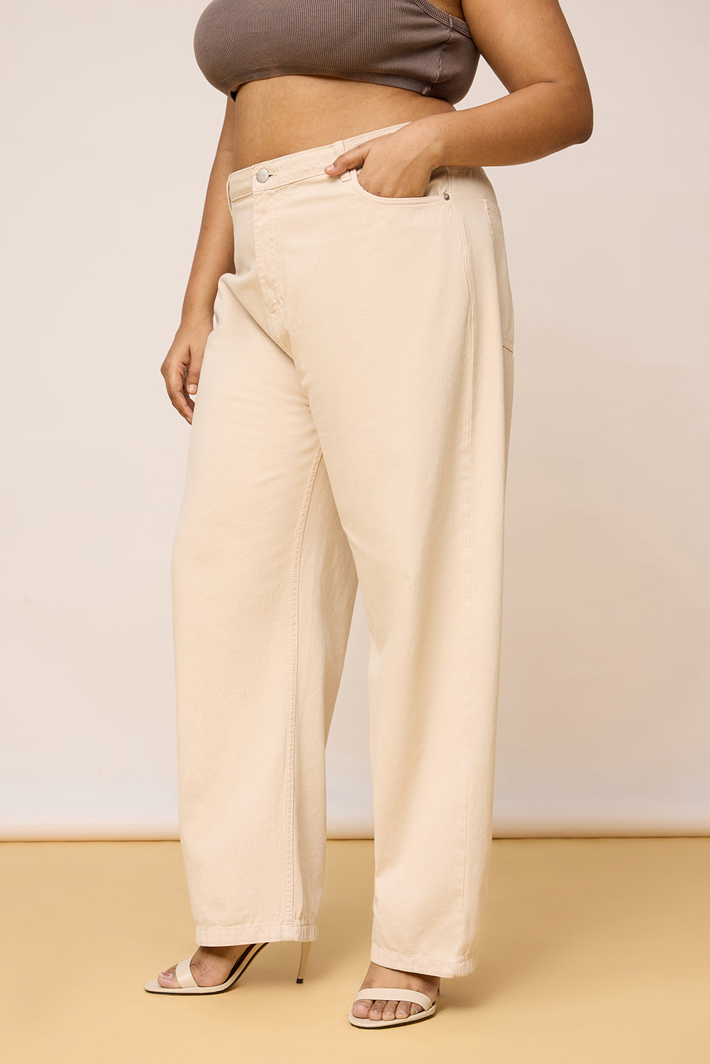 Classic Curve Cream Denim Straight Jeans