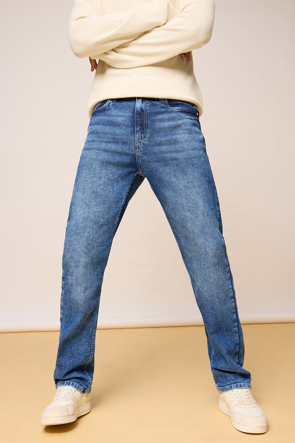 Faded Stone Blue Men's Straight Leg Jeans