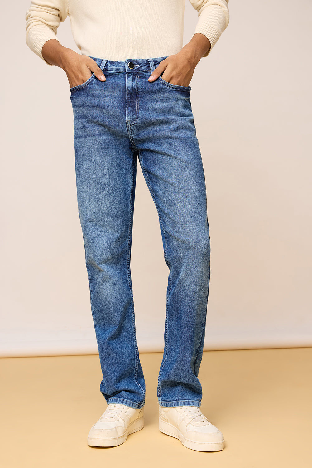 Faded Stone Blue Men's Straight Leg Jeans