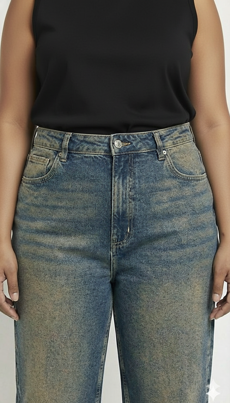 Curve Weathered Cobalt Straight Leg Jeans