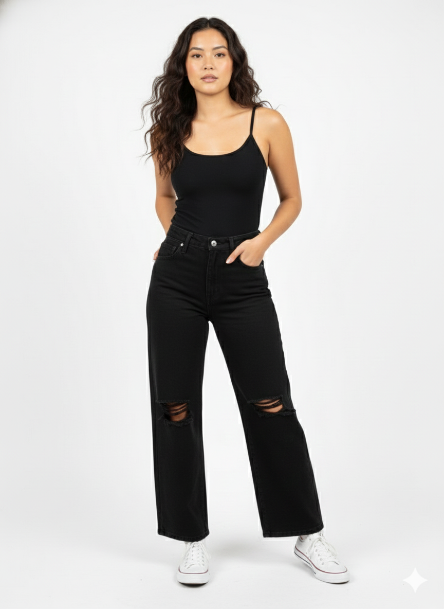 Black Void Ripped Baggy Jeans