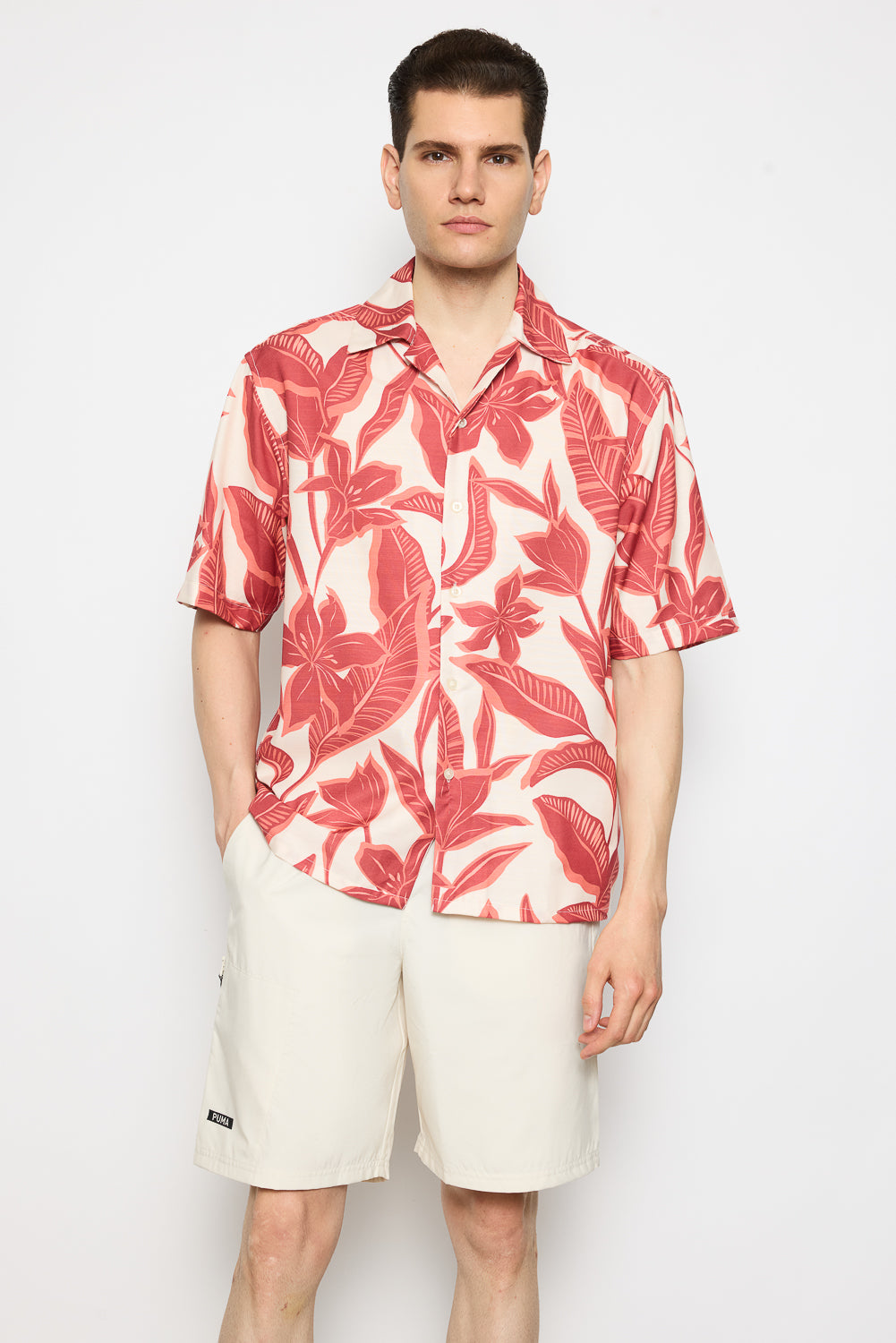 Red Flower Men's Resort Shirt