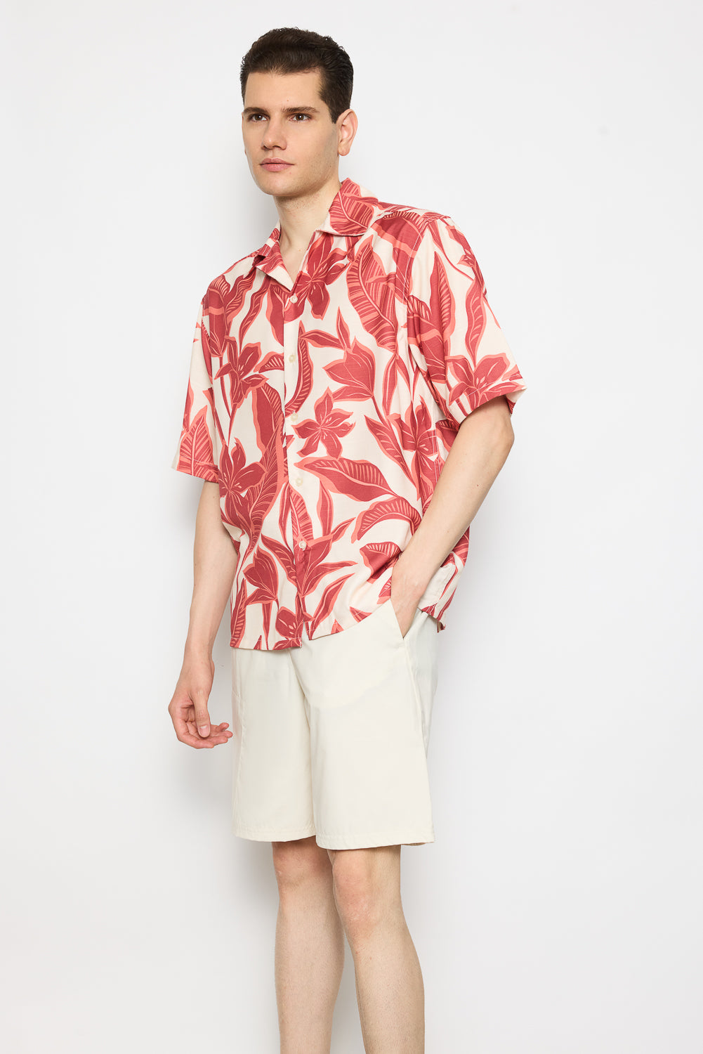 Red Flower Men's Resort Shirt