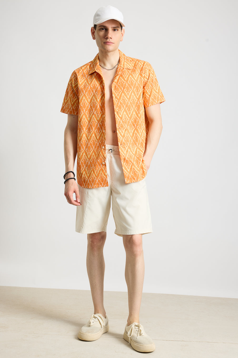 ORANGE PRINTED MEN'S RESORT SHIRT