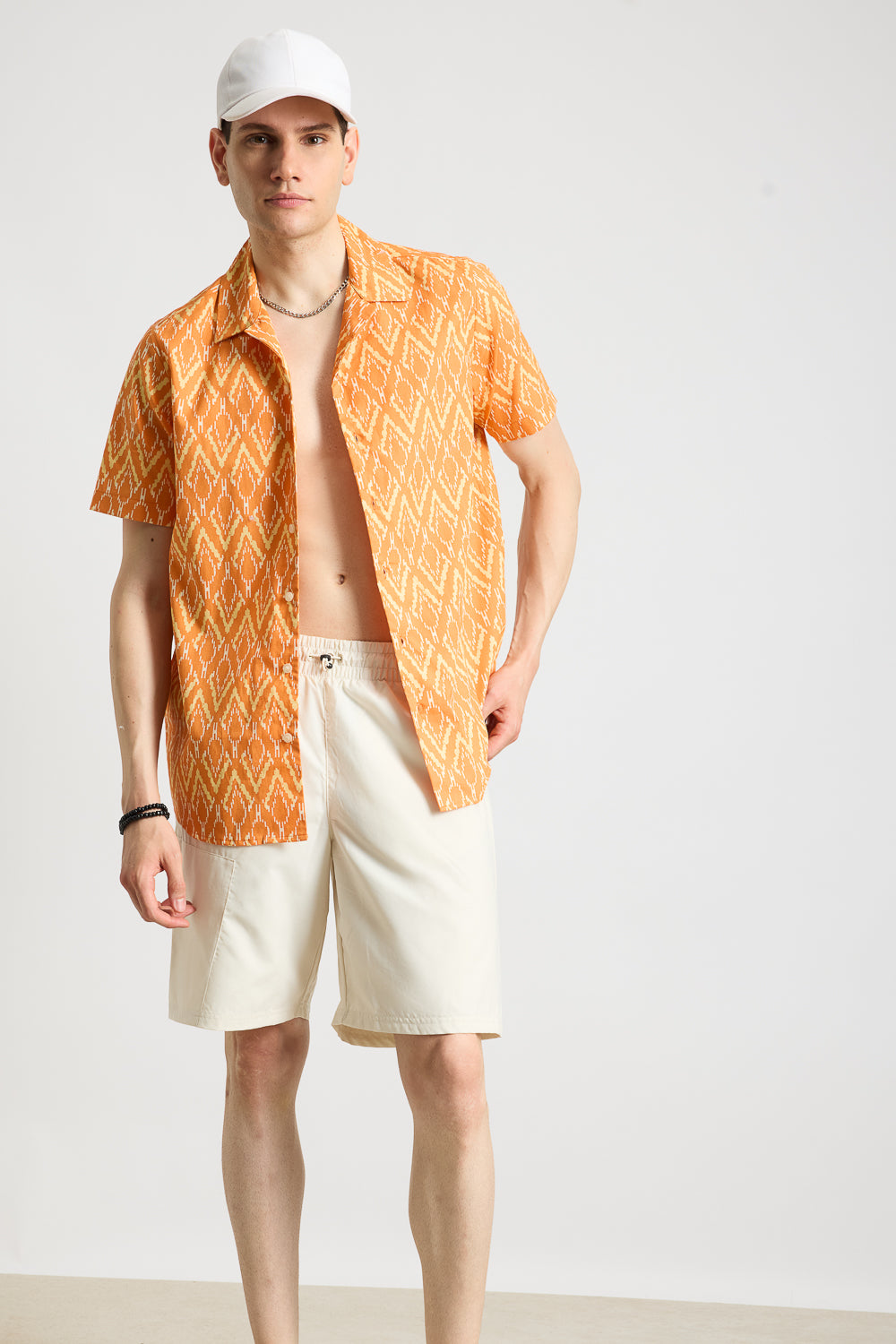 ORANGE PRINTED MEN'S RESORT SHIRT