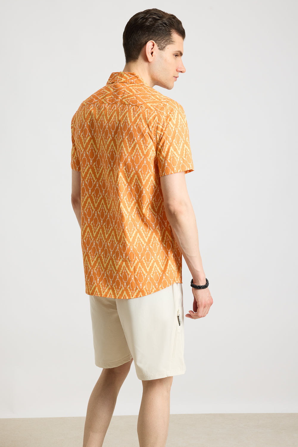 Orange Printed Men's Resort Shirt