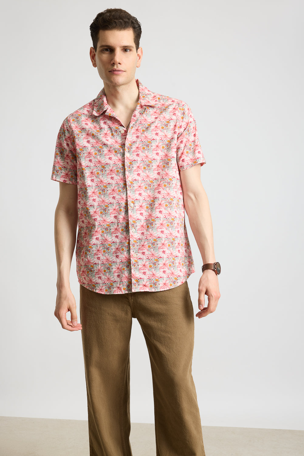 Pink Flower Men's Resort Shirt