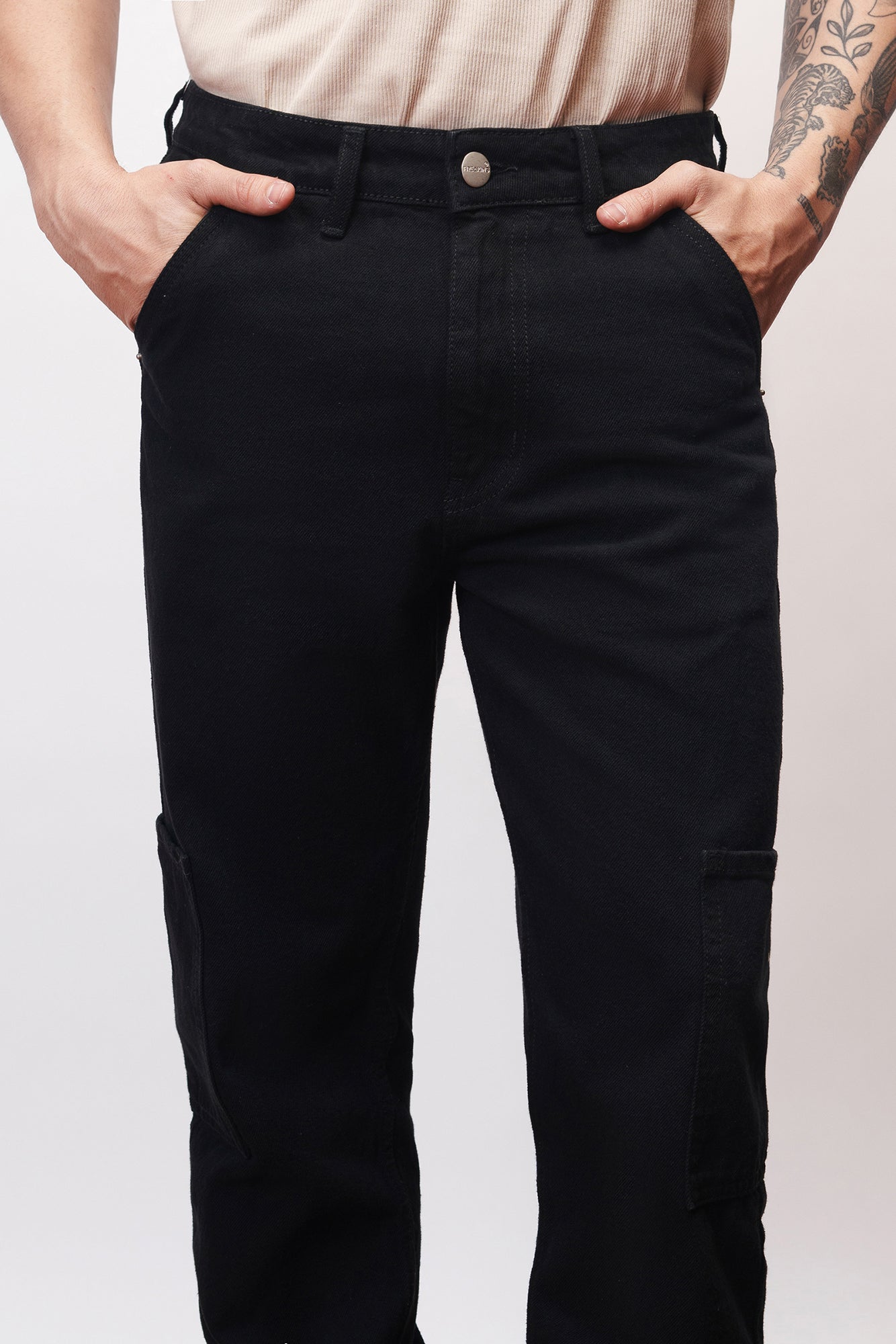 Causal Black Men's Cargo Jeans