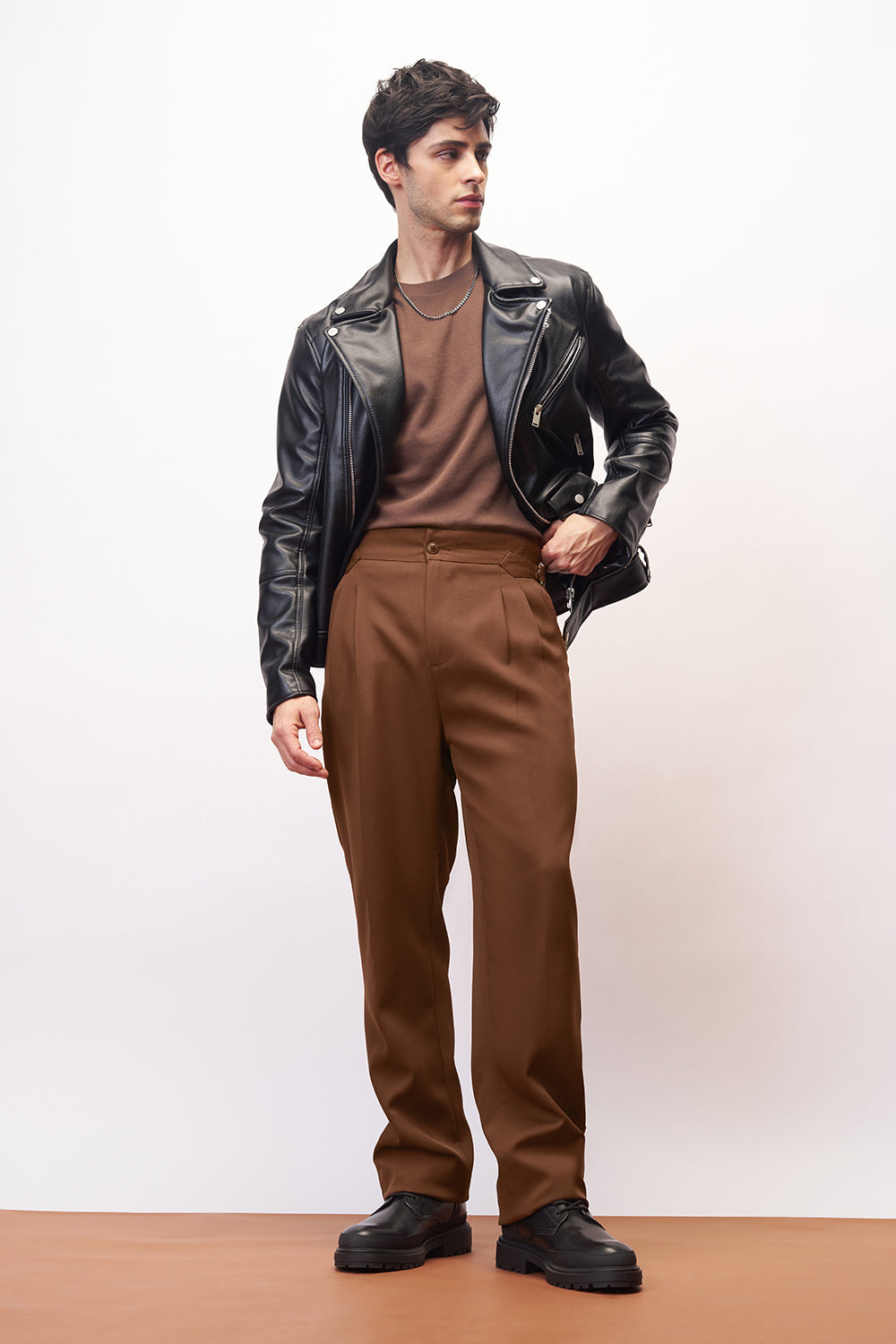 Nutmeg Brown Side Detail Men's Korean Pants