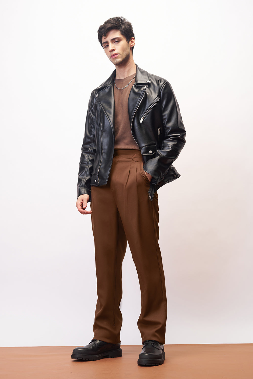 Nutmeg Brown Side Detail Men's Korean Pants