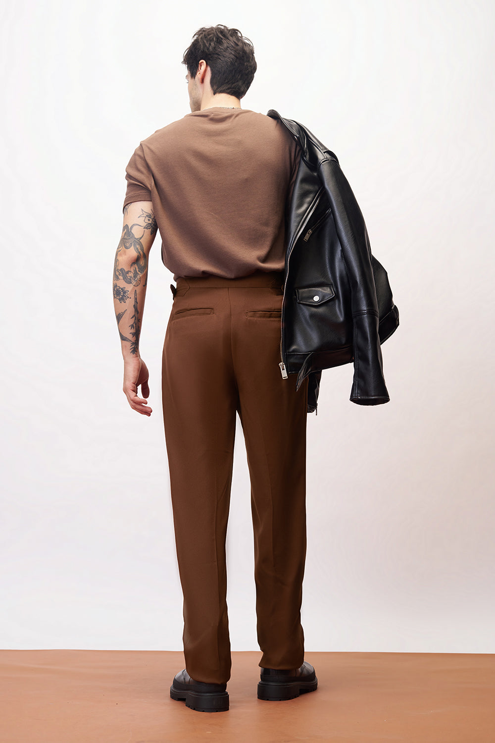 Nutmeg Brown Side Detail Men's Korean Pants