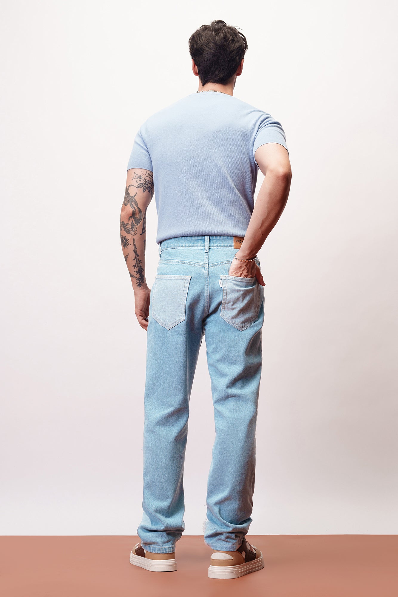 Color Block Men's Straight Jeans