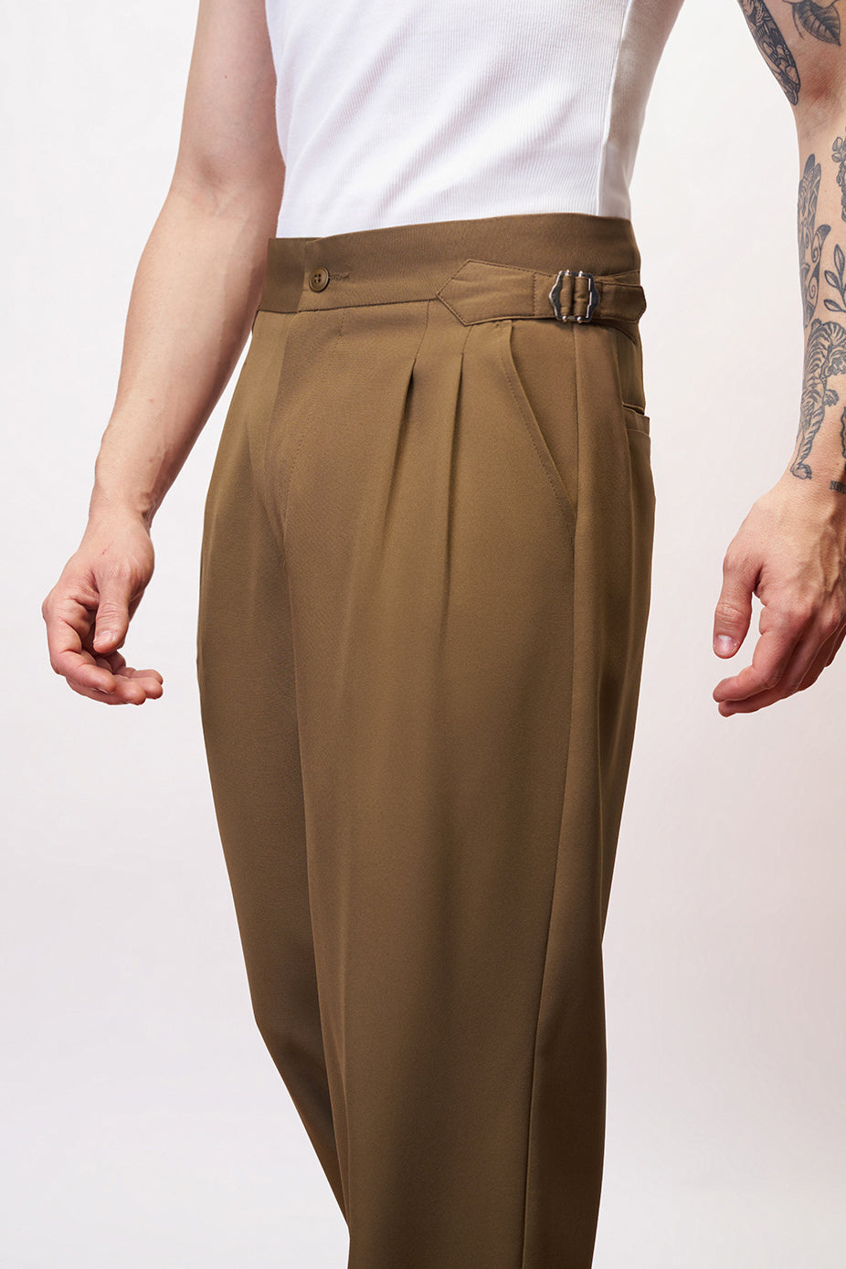 Sepia Brown Side Detail Men's Korean Pants