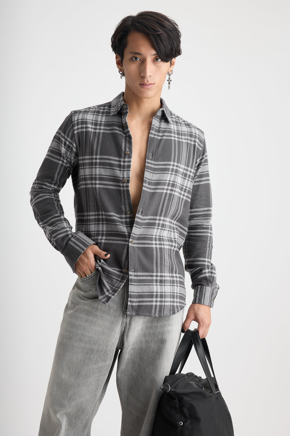 Men's Black Checkered Shirt