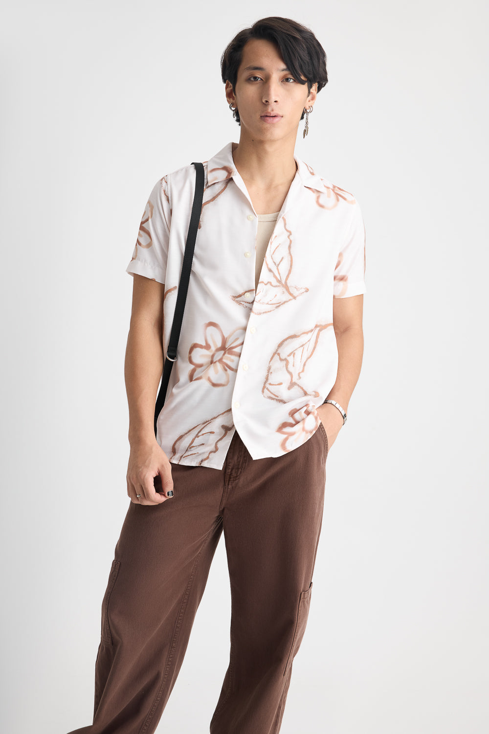 Men's Beige Printed Shirt