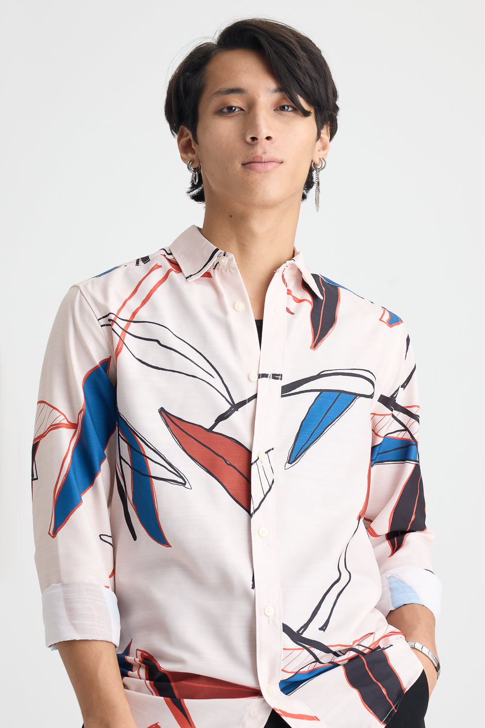 Men's Beige Multi Print Shirt