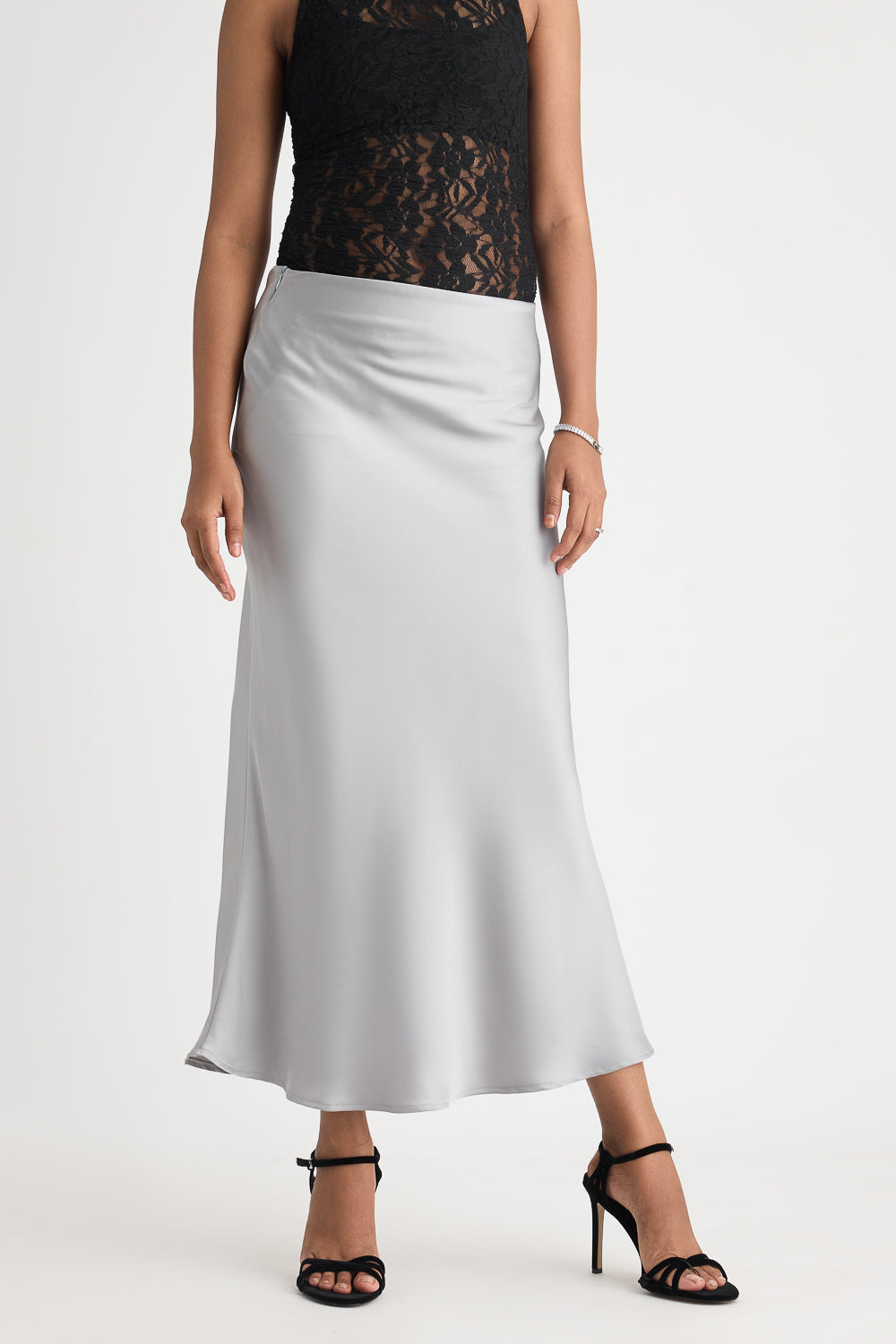 Light Grey Satin Skirt