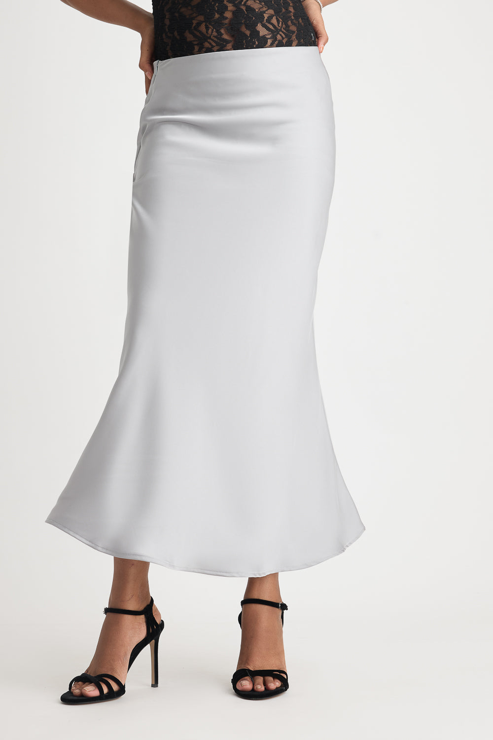 Light Grey Satin Skirt