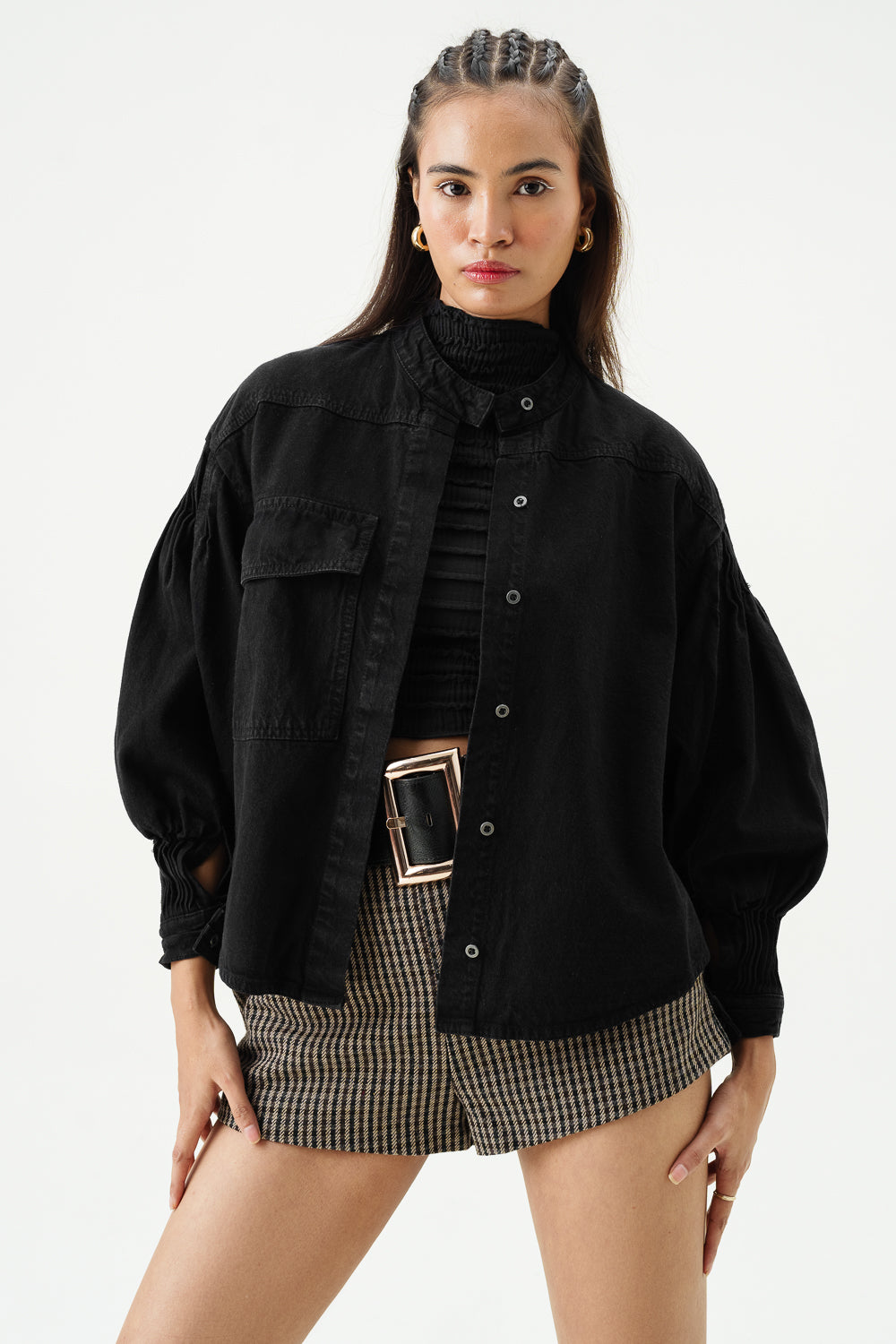 Dark Coal Stylized Biker Jacket