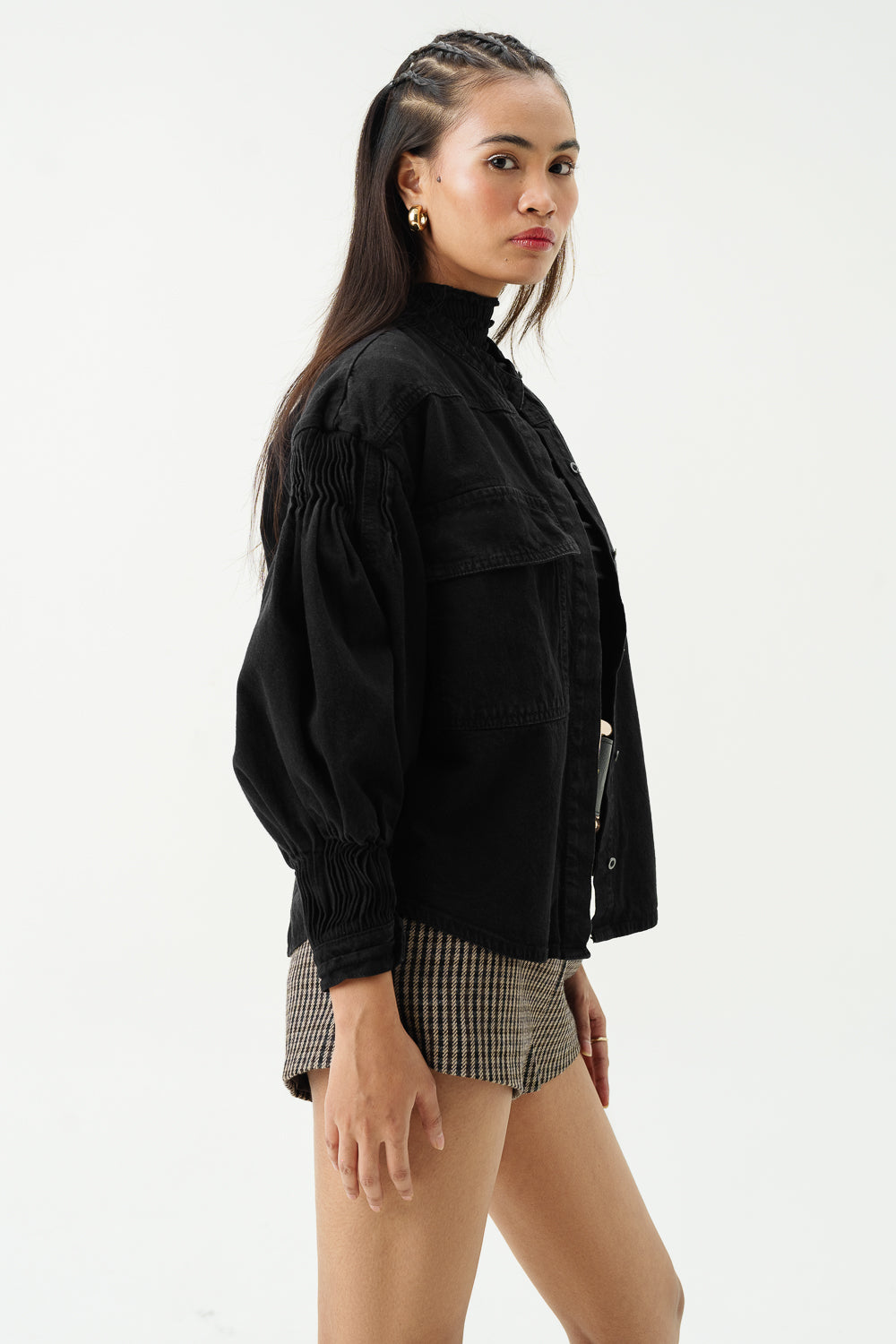 Dark Coal Stylized Biker Jacket