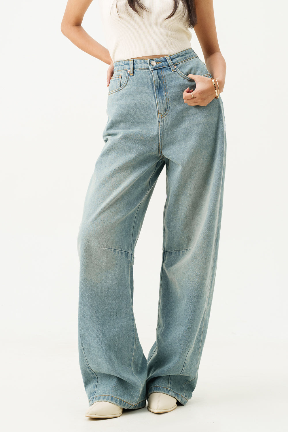 Cloudy Blue Balloon Baggy Jeans