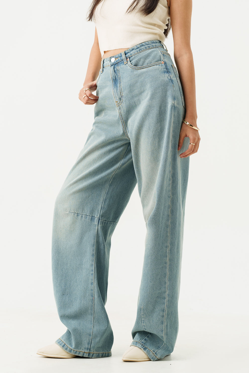 Cloudy Blue Balloon Baggy Jeans