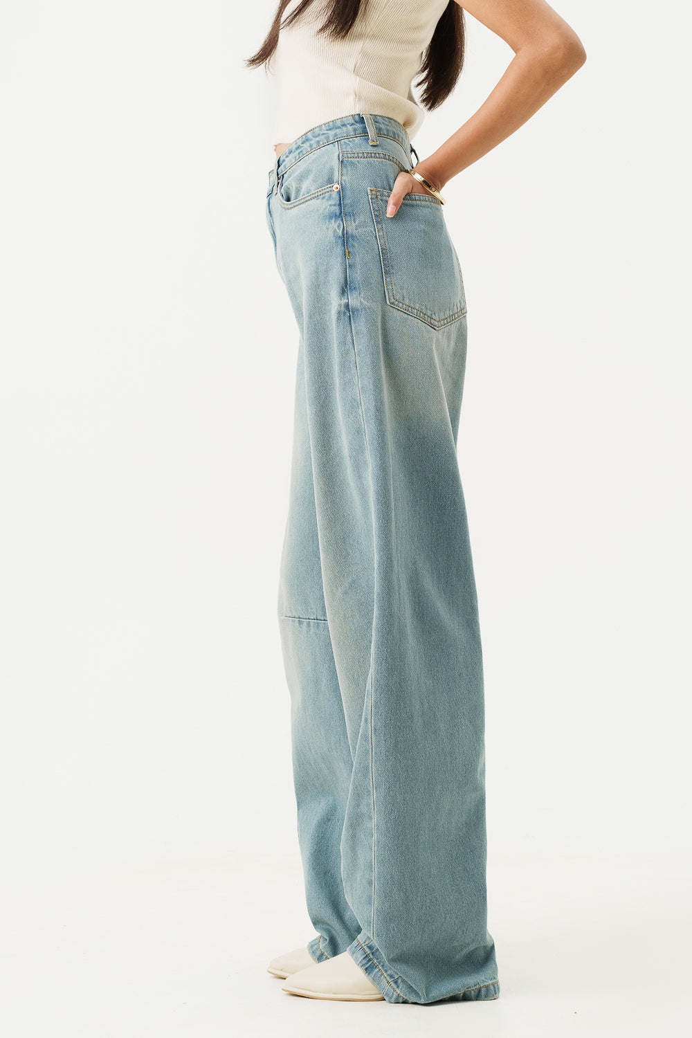 Cloudy Blue Balloon Baggy Jeans