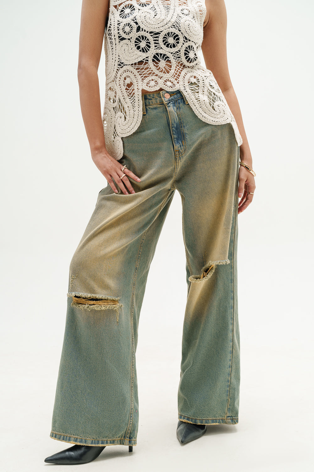 Desert Sand Super Wide Flare Jeans