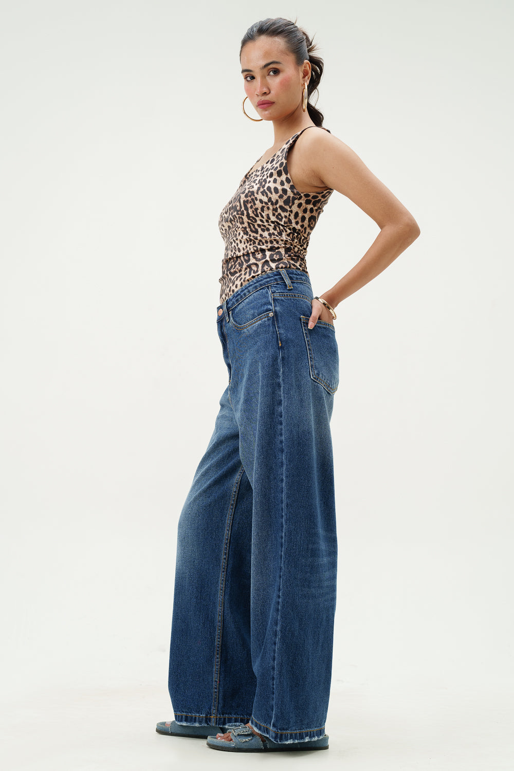 Blue Topaz Wide Cropped Jeans