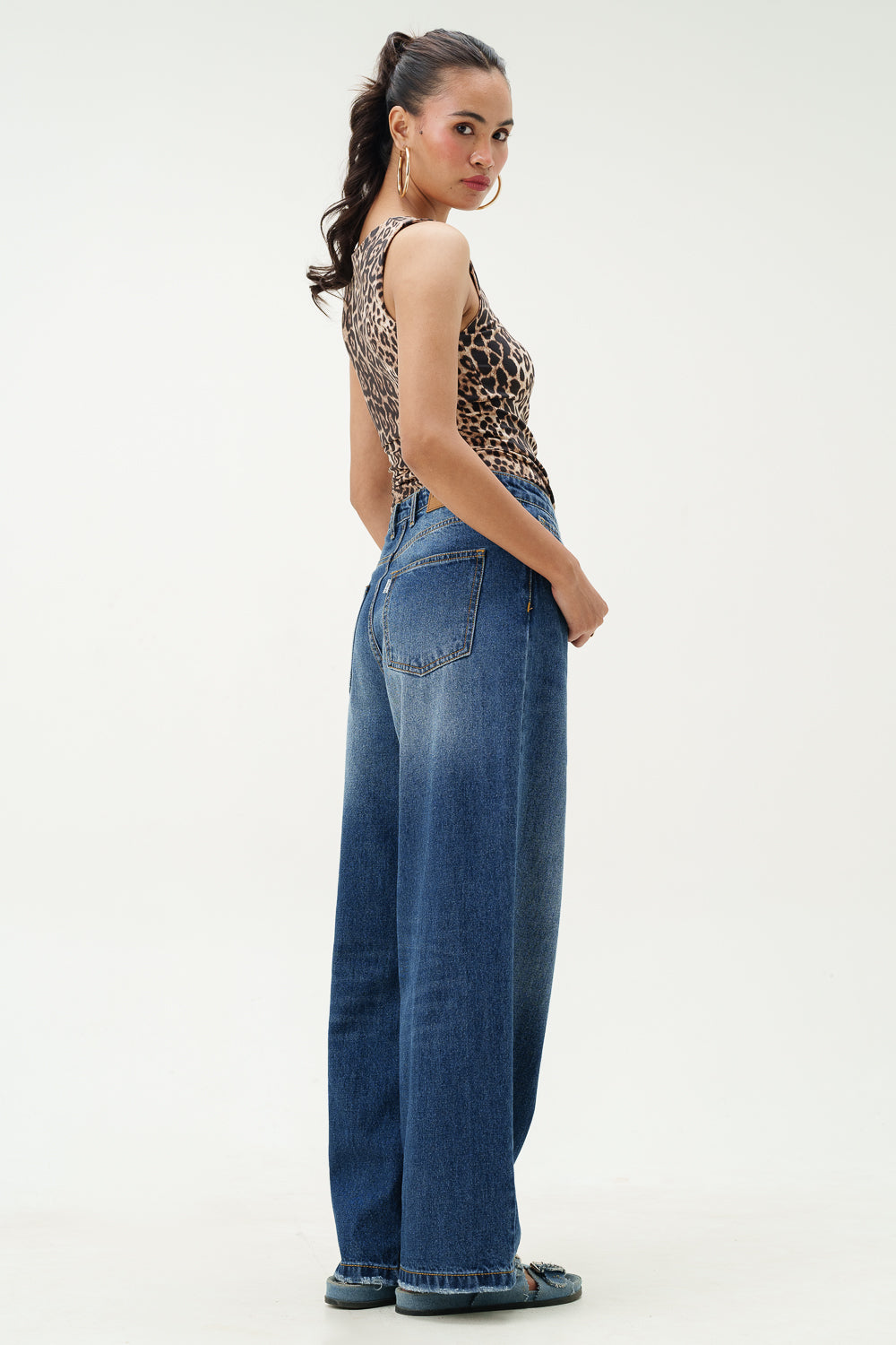 Blue Topaz Wide Cropped Jeans