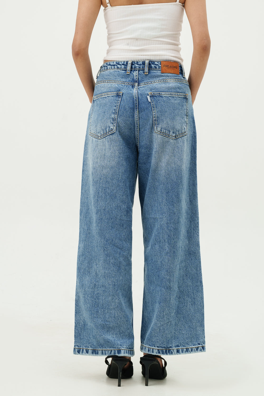 Quill Blue Wide Cropped Jeans