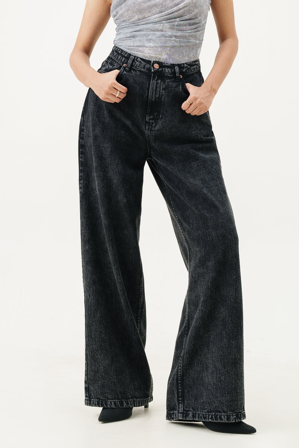 Black Asteroid Super Wide Flare Jeans